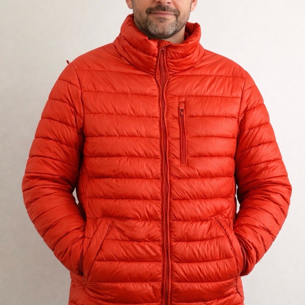 JetLag Quilted Puffer Jacket Medium M Orange Wind Blocker Coat $498